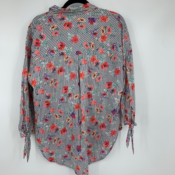 Sanctuary XS top blouse button front floral stripe - Picture 2 of 6
